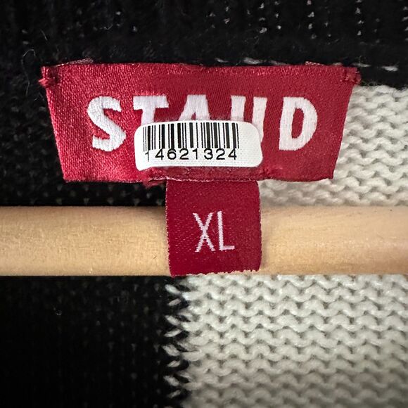 STAUD Womens Tic Tac‎ Toe Sweater Black White Pullover Wool Blend Size XL - Picture 7 of 7